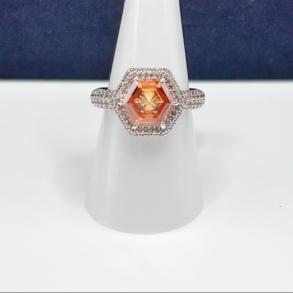 Bomb Party BP Ring Sparkling Perfection Smokey Topaz Rhodium Size 8